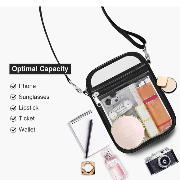 Transparent Crossbody Bag with Black Accents - Picture 3 of 4